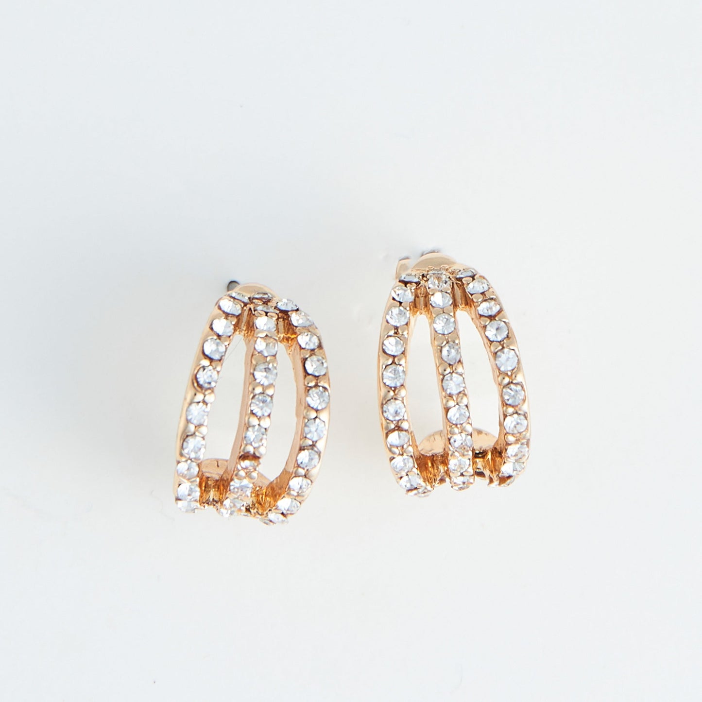 Gold Pave Crystal Hoop Ear Sense Earrings