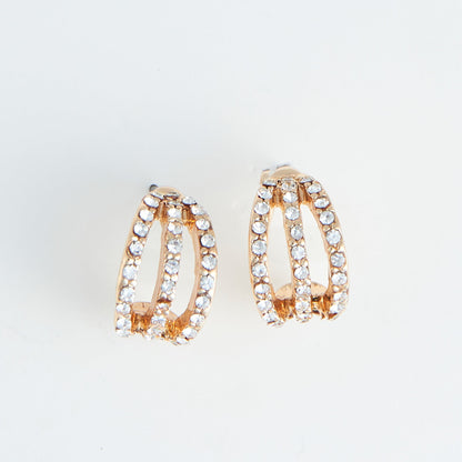Gold Pave Crystal Hoop Ear Sense Earrings