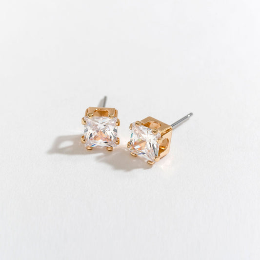 6Mm Gold Lg Sq Cz Ear Sense Pe