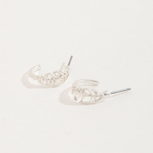 Feather Hoop Stud Buds Earrings