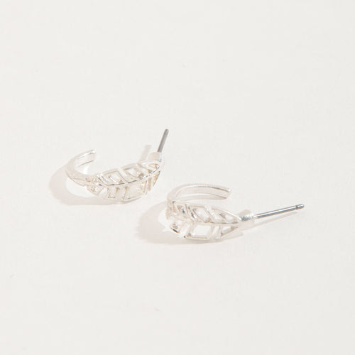 Feather Hoop Stud Buds Earrings