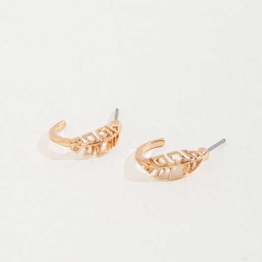 Feather Hoop Stud Buds Earrings