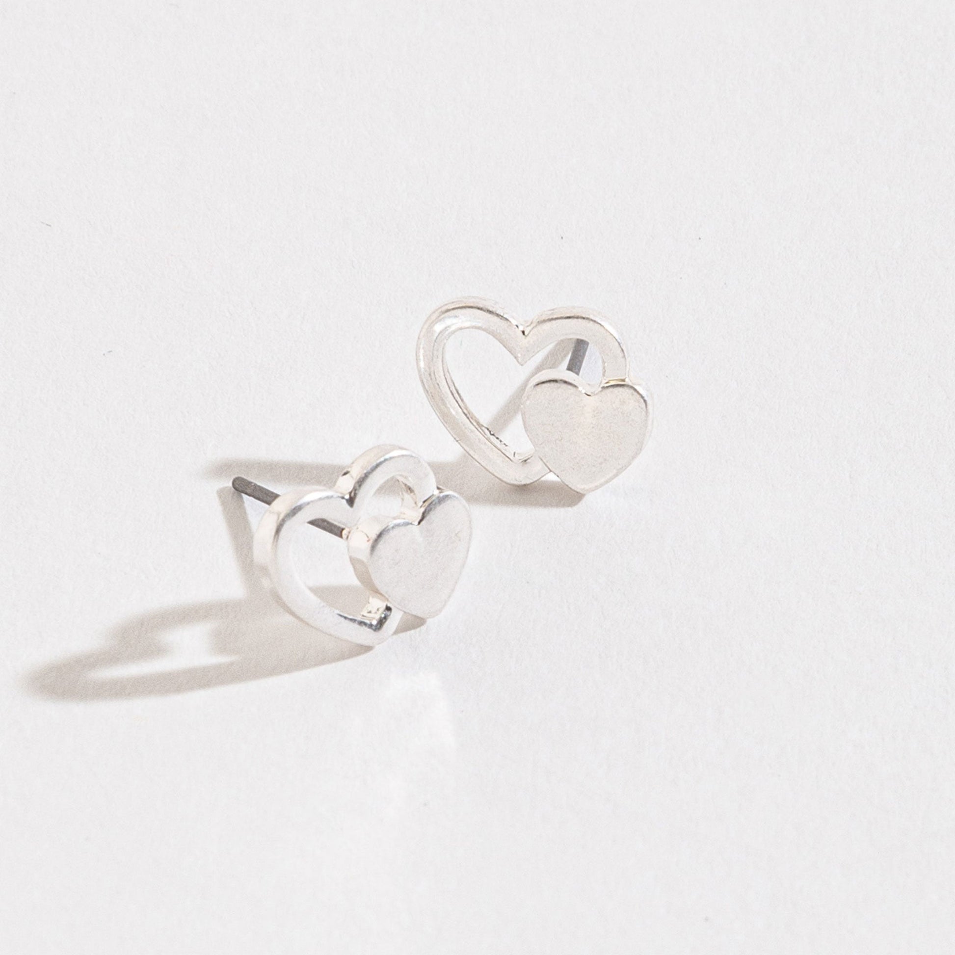 Double Heart Stud Buds Earrings