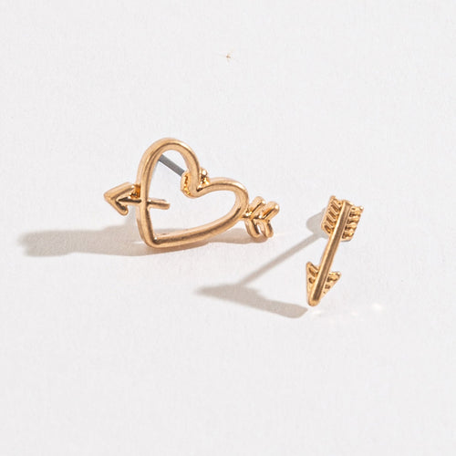 Heart & Arrow Stud Buds Earrings