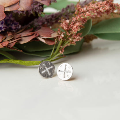 Compass Stud Bud Earrings