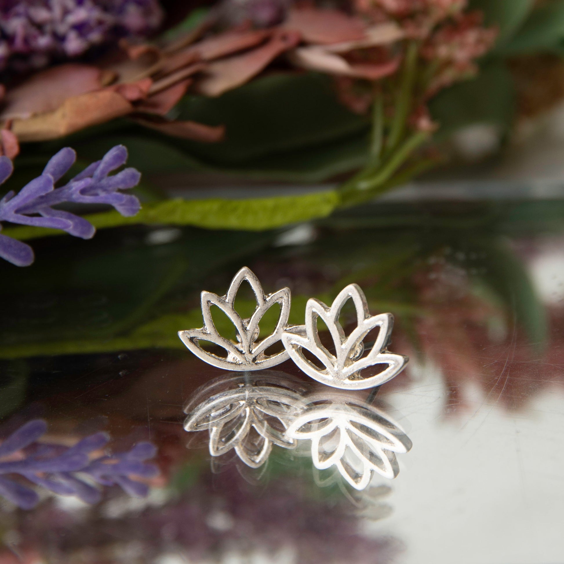 Lotus Flower Stud Bud Earrings