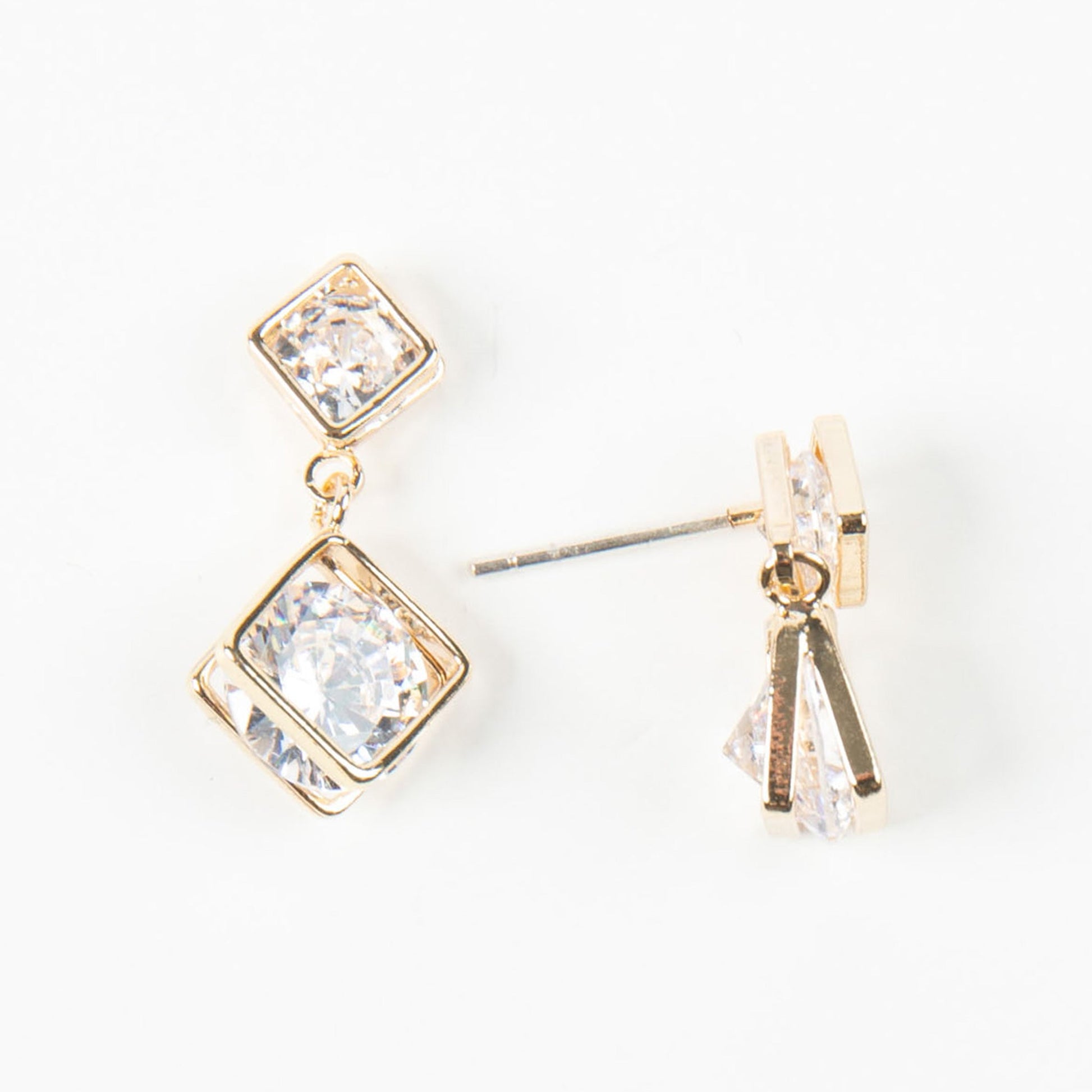 Double Cubic Zirconia Dazzler Drop Earrings