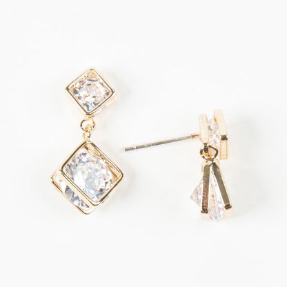 Double Cubic Zirconia Dazzler Drop Earrings