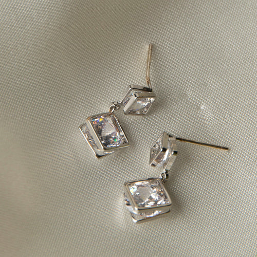 Double Cubic Zirconia Dazzler Drop Earrings