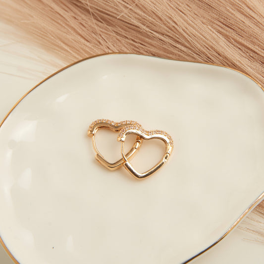 Heart Pave Cubic Zirconia  Dazzler Hoop Earrings