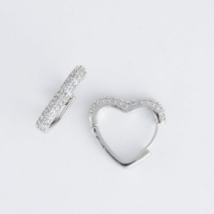 Heart Pave Cubic Zirconia  Dazzler Hoop Earrings