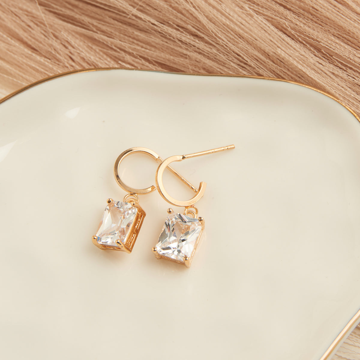 Square Cubic Zirconia Dazzler Hoop Earrings