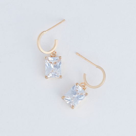 Square Cubic Zirconia Dazzler Hoop Earrings