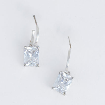 Square Cubic Zirconia Dazzler Hoop Earrings
