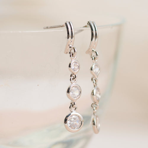 Graduated Cubic Zirconia Drop Dazzler Earrings