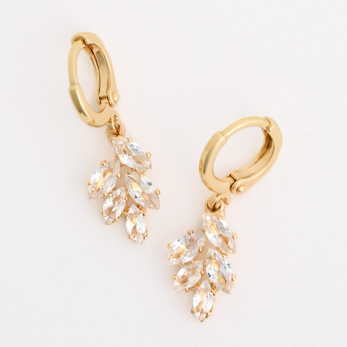 Botanical Cubic Zirconia Huggie Hoop Dazzler Earrings