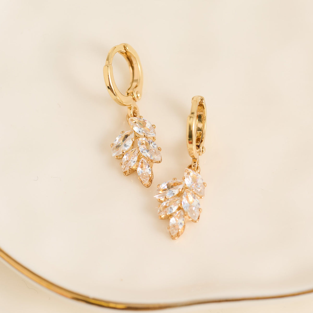 Botanical Cubic Zirconia Huggie Hoop Dazzler Earrings