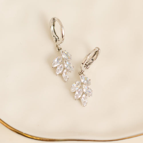 Botanical Cubic Zirconia Huggie Hoop Dazzler Earrings