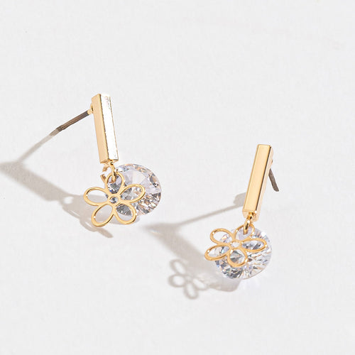 Flower Post Drop Dazzler Earrings