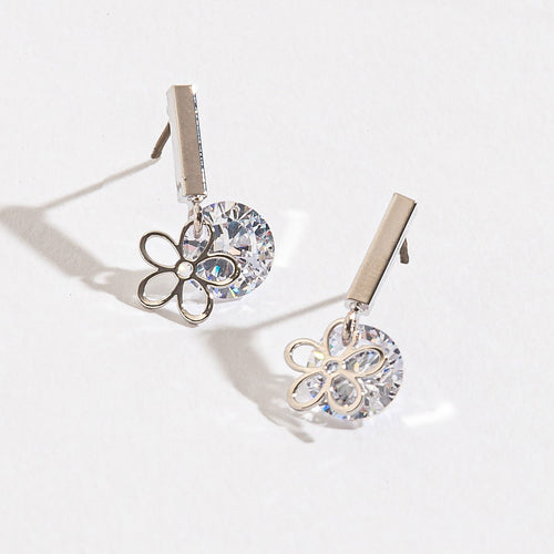 Flower Post Drop Dazzler Earrings