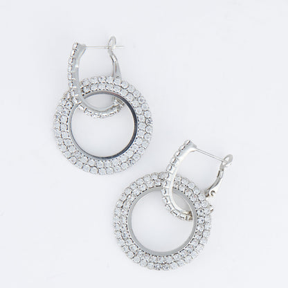 Double Pave Cubic Zirconia Dazzler Hoop Earrings