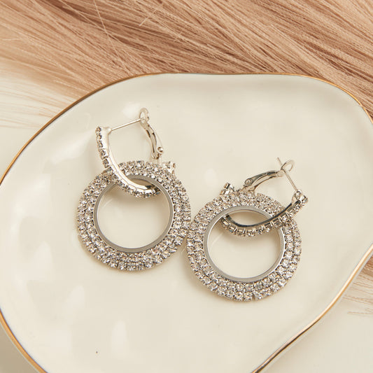 Double Pave Cubic Zirconia Dazzler Hoop Earrings