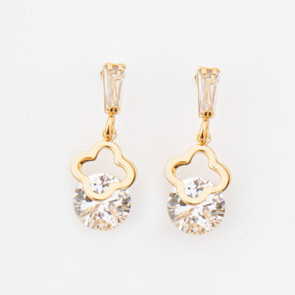 Flower Cubic Zirconia Dazzler Drop Earrings