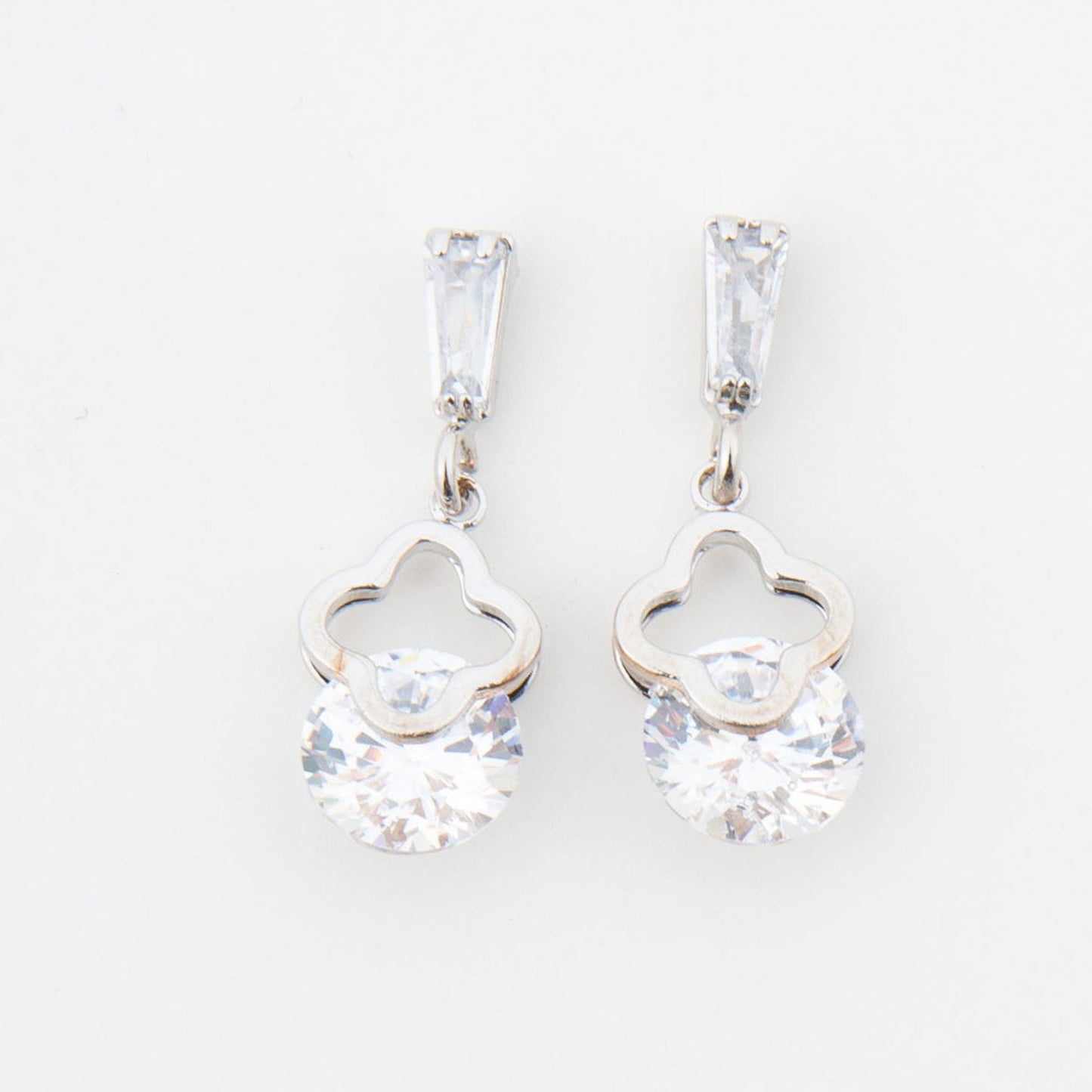 Flower Cubic Zirconia Dazzler Drop Earrings