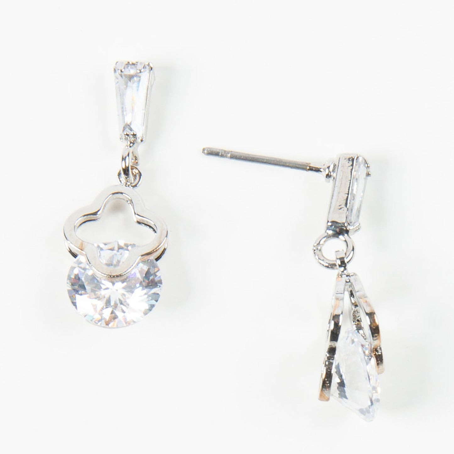 Flower Cubic Zirconia Dazzler Drop Earrings