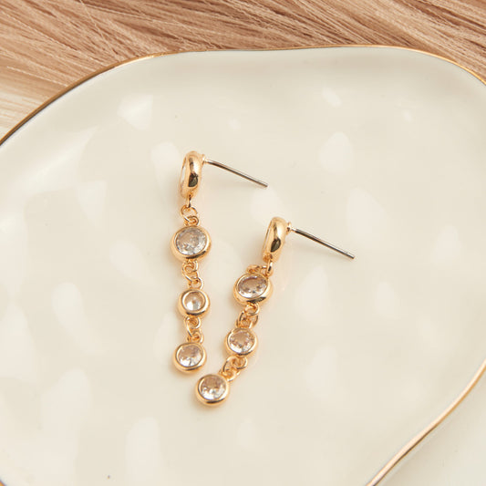 Linked Long Post Cubic Zirconia Dazzler Earrings