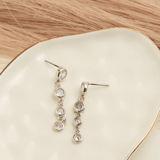 Linked Long Post Cubic Zirconia Dazzler Earrings