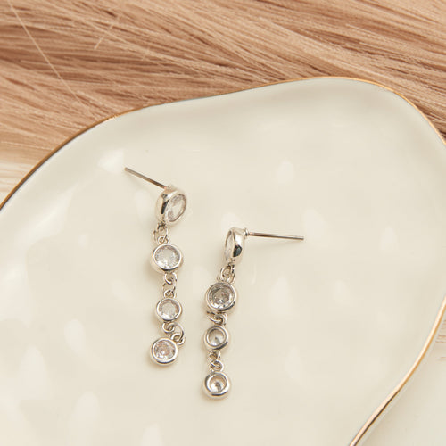 Linked Long Post Cubic Zirconia Dazzler Earrings