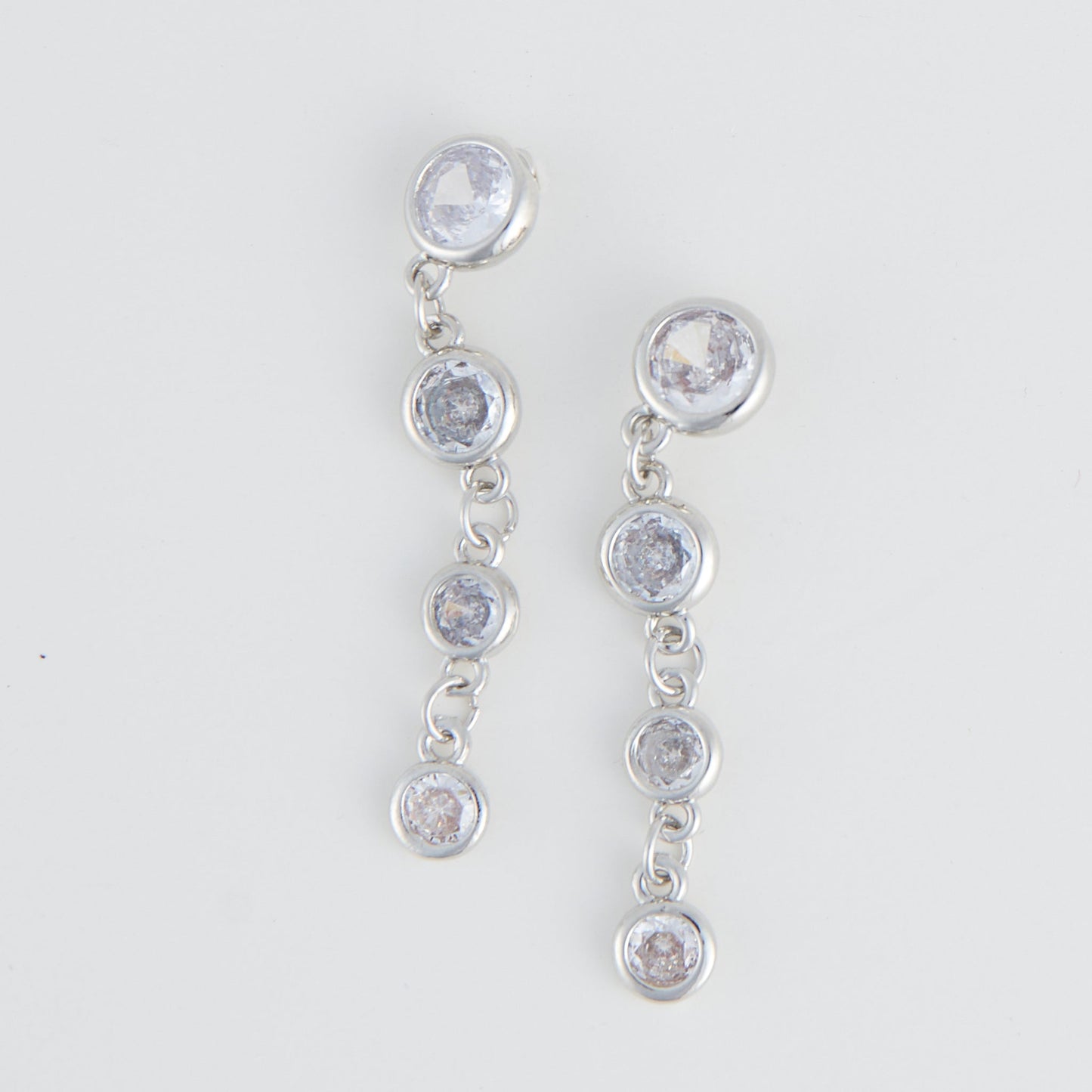 Linked Long Post Cubic Zirconia Dazzler Earrings