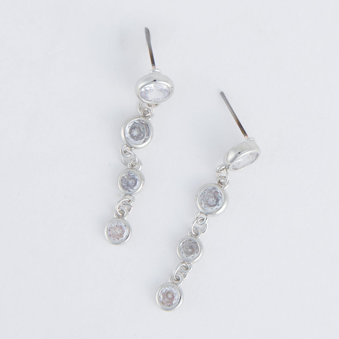 Linked Long Post Cubic Zirconia Dazzler Earrings
