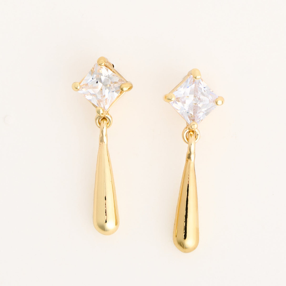 Princess Cut Cubic Zirconia Dazzler Teardrop Earrings
