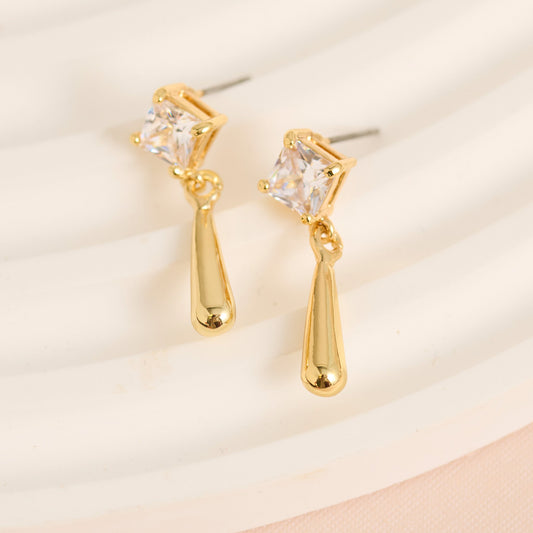 Princess Cut Cubic Zirconia Dazzler Teardrop Earrings