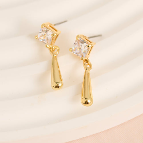Princess Cut Cubic Zirconia Dazzler Teardrop Earrings
