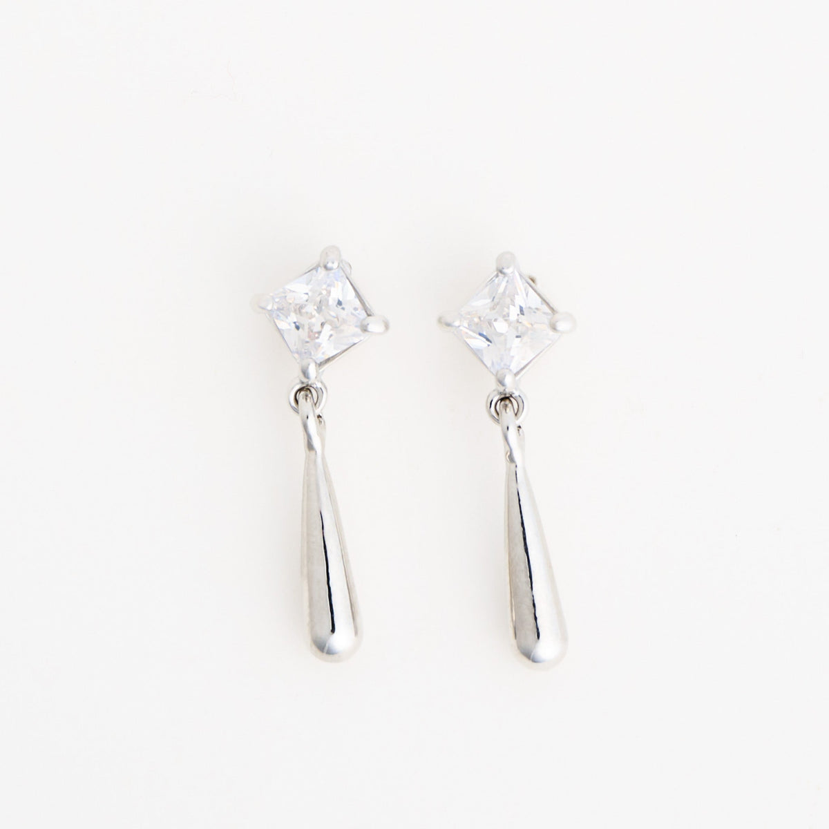 Princess Cut Cubic Zirconia Dazzler Teardrop Earrings