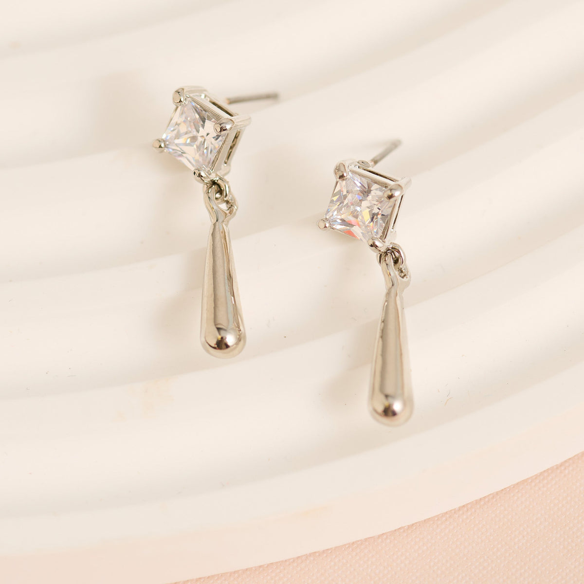 Princess Cut Cubic Zirconia Dazzler Teardrop Earrings