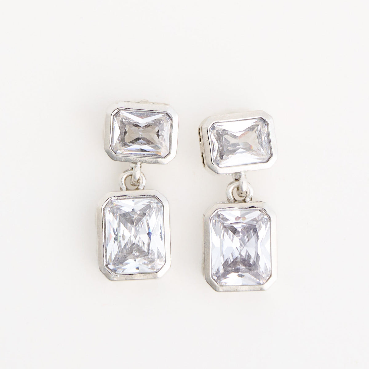 Emerald Cut Cubic Zirconia Drop Dazzler Earrings