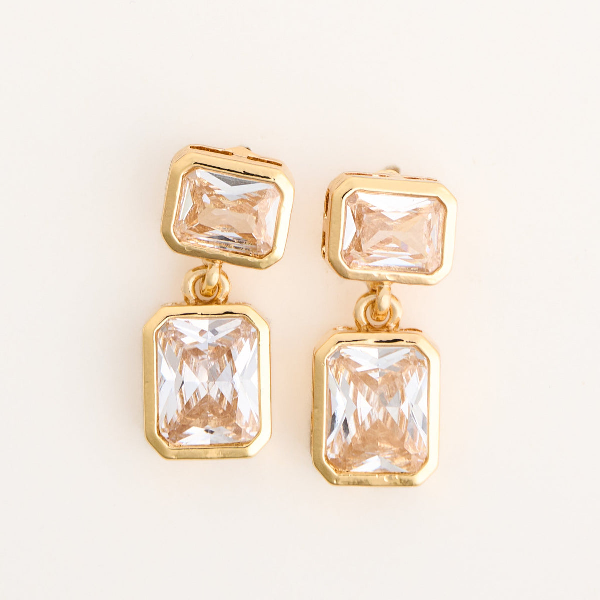 Emerald Cut Cubic Zirconia Drop Dazzler Earrings