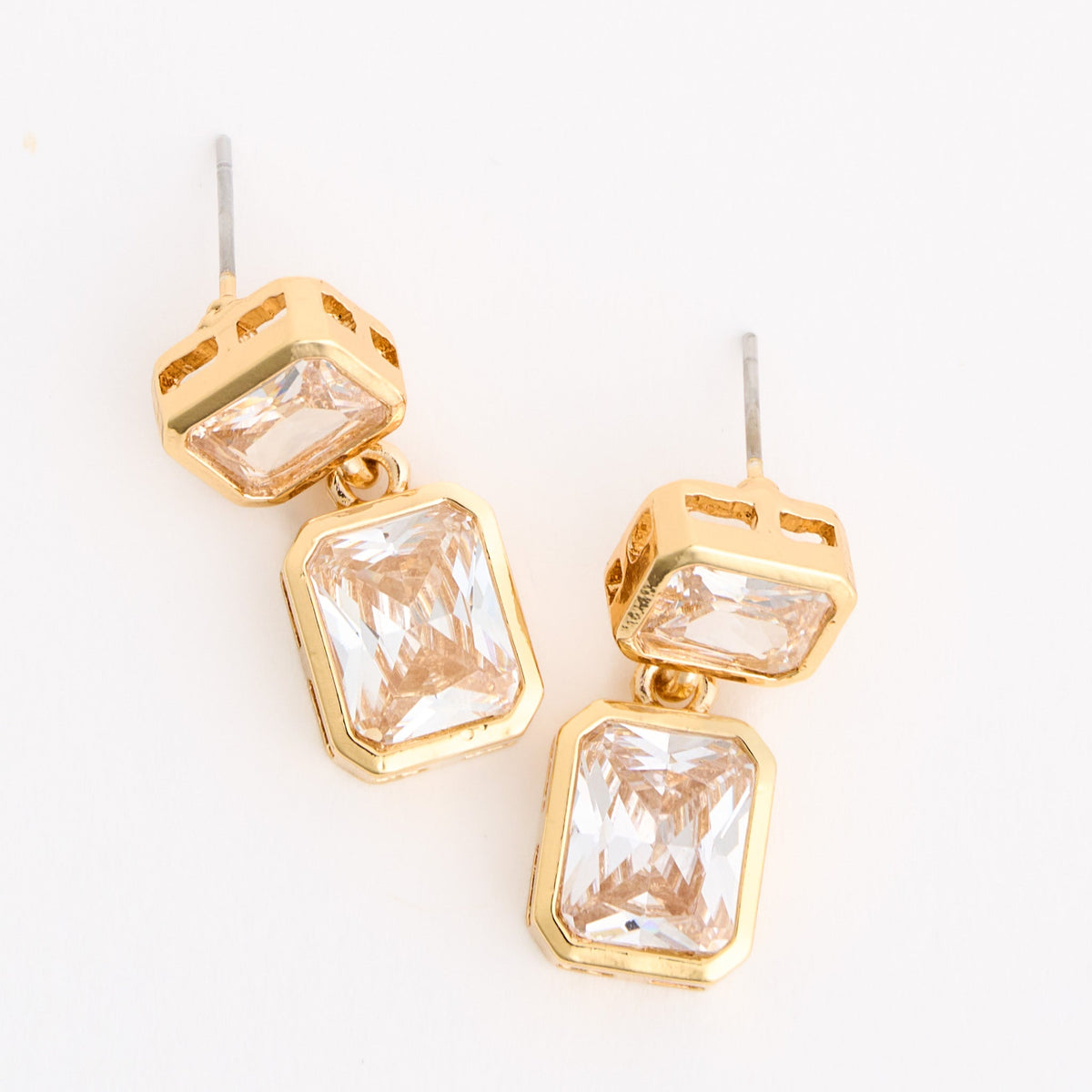 Emerald Cut Cubic Zirconia Drop Dazzler Earrings