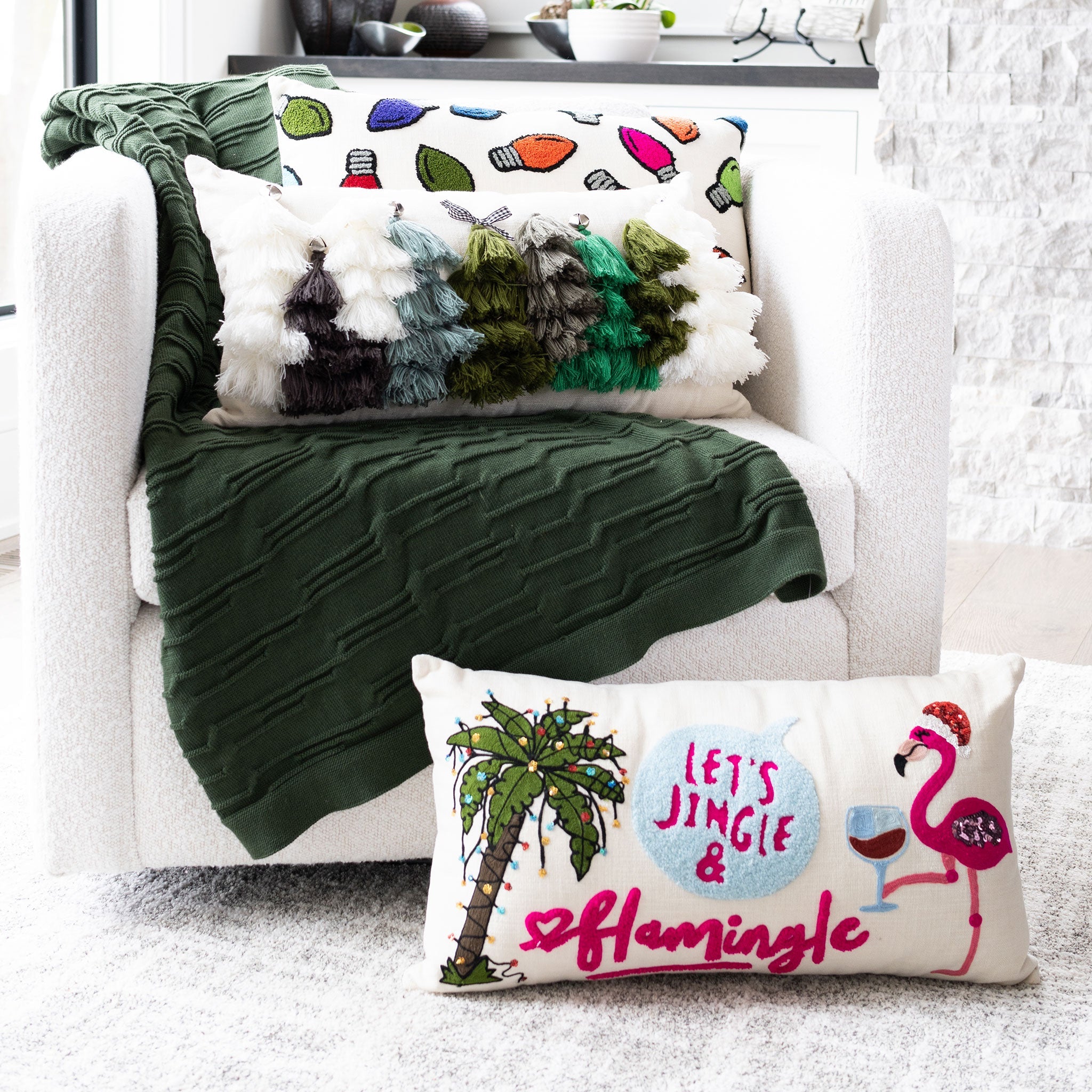 Flamingo christmas pillow hotsell