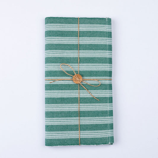 Evergreen & White Stripe Woven Table Runner