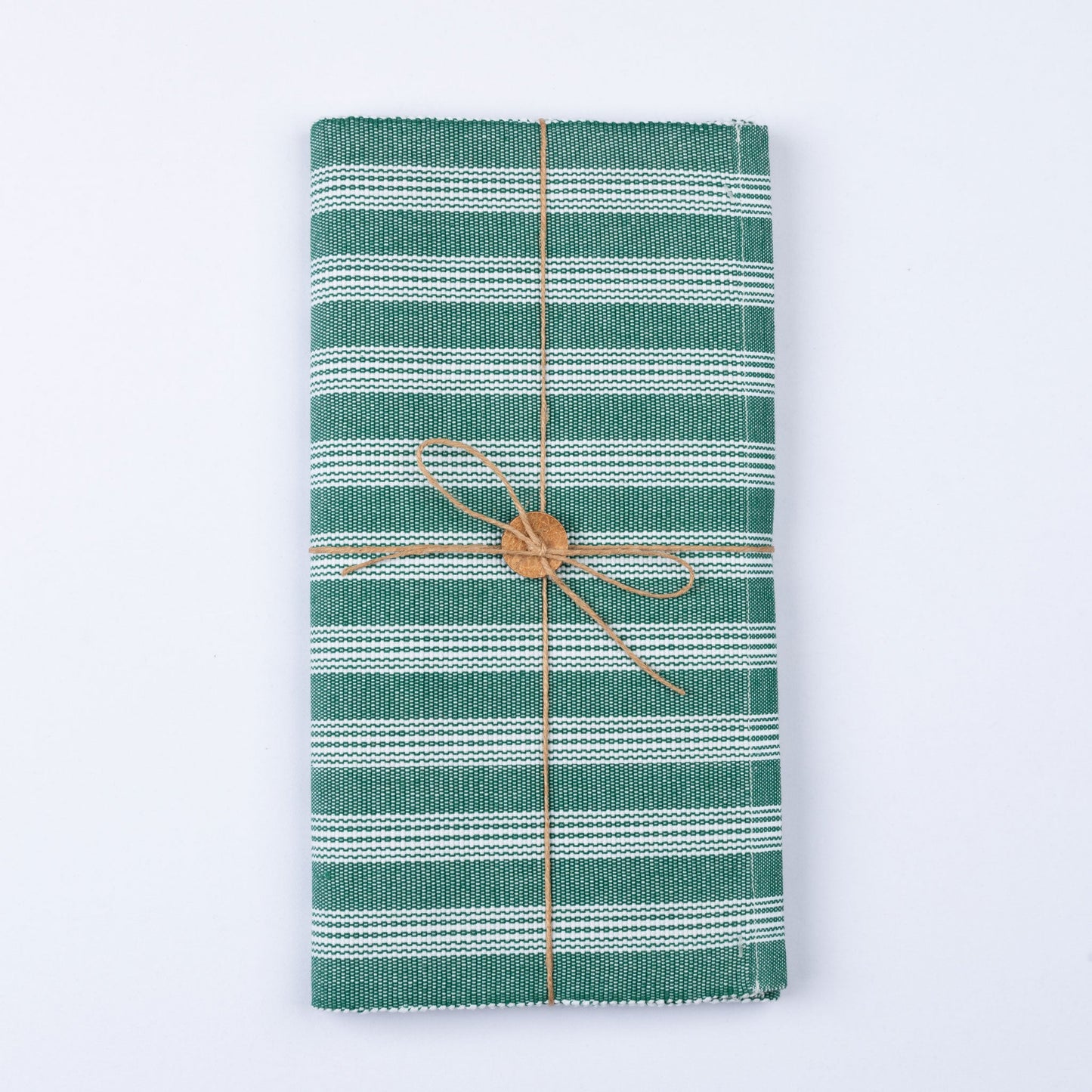 Evergreen & White Stripe Woven Table Runner