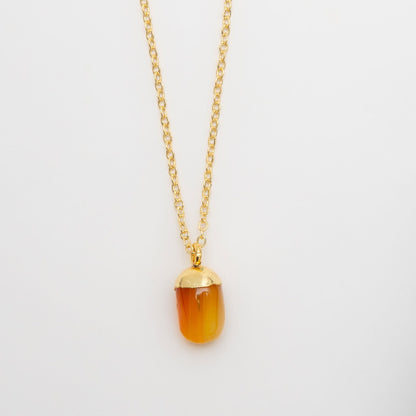 Harlowe 18k Gold Genuine Carnelian Pendant Necklace