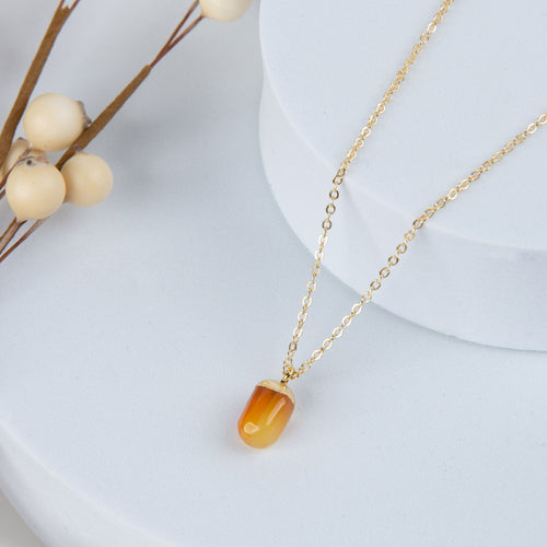 Harlowe 18k Gold Genuine Carnelian Pendant Necklace