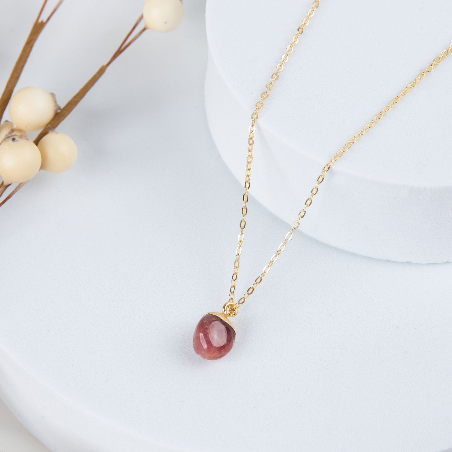 Harlowe 18k Gold Genuine Garnet Pendant Necklace