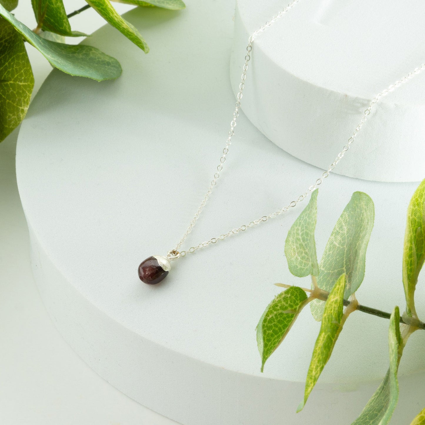 Harlowe Sterling Silver Genuine Garnet Pendant Necklace