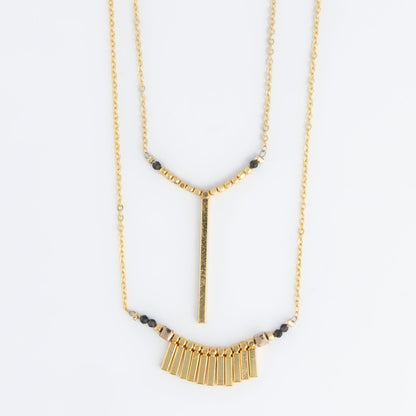 Livvy 18k Gold Layered Bar Pendant Necklace